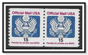 US #O138A Official Coil Pair MNH