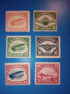 Sc# C1-C6, MNH 1918-23 1st Airmail Set of 6 Complete, Jenny Dehavilland