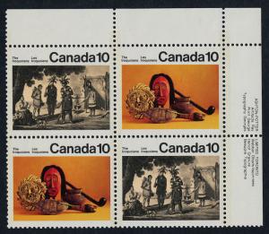 Canada 579ai TR Plate Block MNH The Iroquoian Indians, Art, Mask Costume