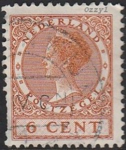 Netherlands 1928 #173b 6c Orange Queen Wilhelmina USED-NH.