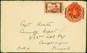 Iraq 1922 Uprated Pre-Paid Cover to Capt Heath Punjab Fine Attractive & Scarce