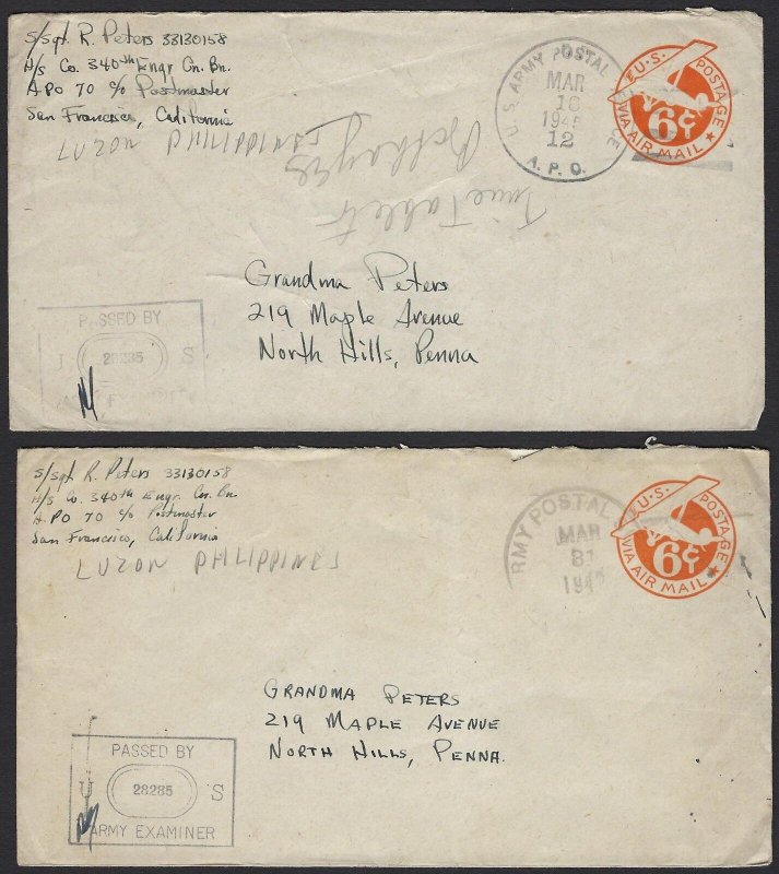 KOREA PHILIPPINES 1940s WWII US ARMY POSTAL SERVICE IN SEOUL & LUZON COLLECTION