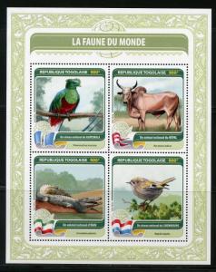 TOGO 2016  FAUNA OF THE WORLD OFFICIAL BIRD OR ANIMAL NEPAL LUXEMBOURG  MINT