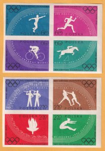 POLAND 917a & 921a 1960 OLYMPIC SOUVENIER SHHETS - MINT LIGHTLY HINGED OG *