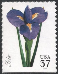 SC#3903 37¢ Spring Flowers: Iris Booklet Single (2005) SA