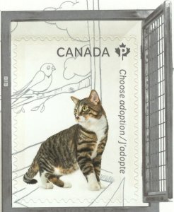 CAT = TABBY = stamp cut from booklet ADOPT A PET Canada 2013 #2637 MNH