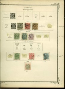 Collection, Iceland Part A Scott Album Page, 1876/1900, Cat $283, Mint & Used