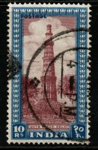 INDIA SG323b 1952 10r PURPLE-BROWN & BLUE FINE USED
