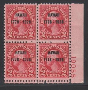 647 VF never hinged plateblock with nice color cv $ 225  see pic 