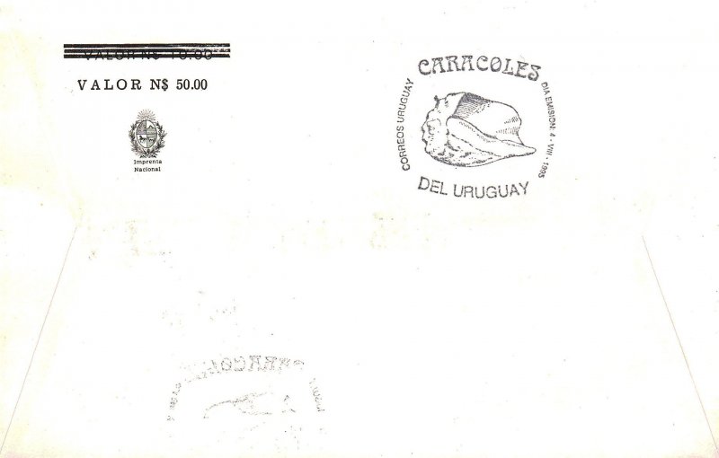 Marine life fauna Seashell shell conch URUGUAY Sc#1584 FDC COVER