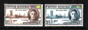 British Honduras-Sc#127-8- id2-unused hinged KGVI set-Omnibus-Peace Issue-1946-