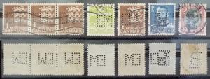 DENMARK - PERFINS - PERFIN - 7 STAMPS! danmark danemark J1