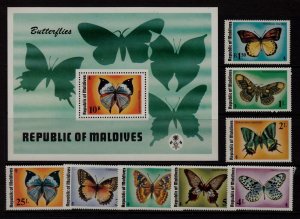 MALDIVE ISL Sc 584-92 NH issue of 1975 - Butterflies