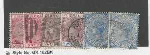 Gibraltar, Postage Stamp, #10-14, 14a Used, 1886-1898