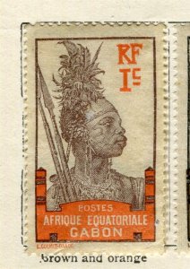 FRENCH COLONIES EQUAT. GABON; 1910 early local pictorial issue Mint 1c. value