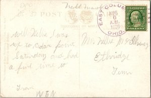 United States Ohio East Columbus 1909 violet doane 3/3  1905-1937  PC.