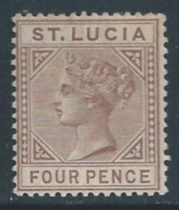 St. Lucia #33a MH 4p Queen Victoria - Die A