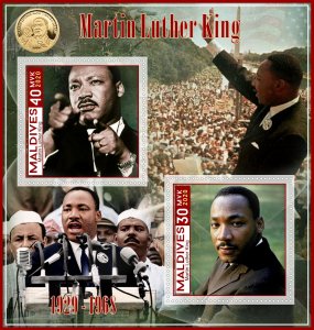 Stamps. Martin Luther King 2020 year 1+1 sheets perforated Maldivies