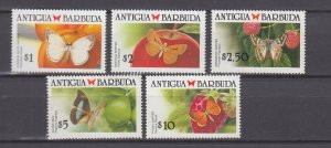 J40185 JL Stamps 1988-90 antigua & barbuda better part set #1158-61a butterflies