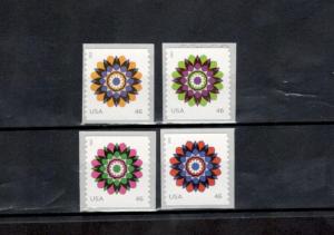 4722-25 Kaleidoscope Flowers Set Of 4 Mint/nh Free shipping (A-125)
