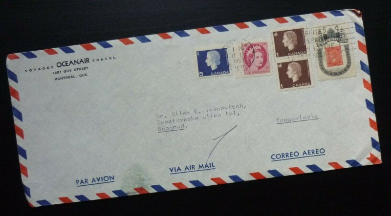 Canada 1963 Airmail Cover From Montreal To Belgrade Serbia - Royalty Queen  DJ67 