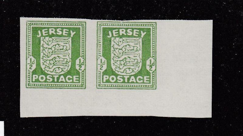 GB JERSEY (KS080) #1c  MNH   IMPERF 1/2d ISSUE PAIR  CAT VALUE £300 /$397US