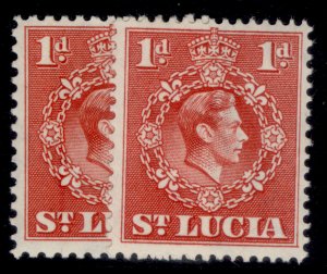 ST. LUCIA GVI SG129b + 129c, 1d PERF VARIETIES, M MINT.