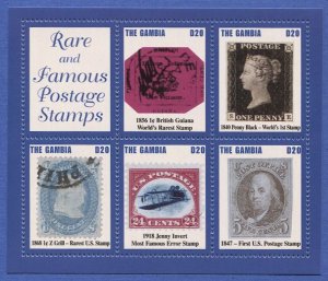 Gambia - Sc 2871 Rare & Famous Postage Stamps S/S Special Souvenir Sheet, VF MNH