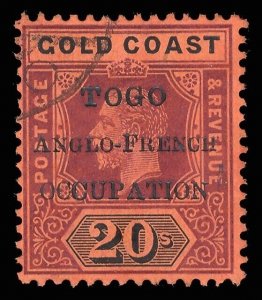 Togo 1916 KGV 20s purple & black/red very fine used. SG H58. Sc 91.