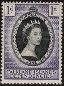 FALKLAND DEPENDENCIES 1953 Coronation; Scott 1L18, SG G25; MNH