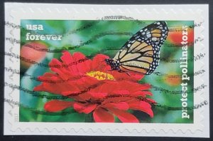 US 5230 (2017 Protect Pollinators - Monarch Butterfly on a Red Zinnia)