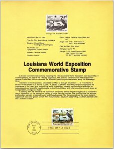 USPS SOUVENIR PAGE LOUISIANA WORLD EXPOSITION FRESH WATER AS SOURCE OF LIFE 1984