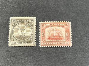 MALTA # 15-16---MINT/HINGED**(TONING SPOTS)**---COMPLETE SET SET---1899