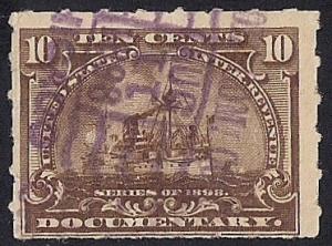 R168 10 cents Documentary Battleship Super Stamps used F