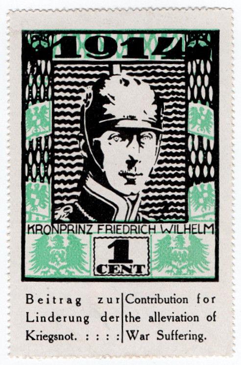 (I.B) US Cinderella : German War Charity 1c (1914) Crown Prince Wilhelm