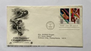 US FDC  CACHET 	1984 SUMMER OLYMPIC GAMES , MEN'S DIVING , WOMENS LONG JUMP 