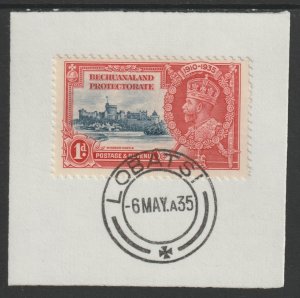BECHUANALAND 1935 KG5 SILVER JUBILEE  1d  on piece with MADAME JOSEPH  POSTMARK