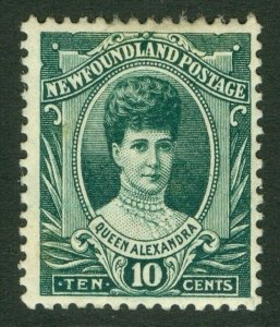 SG 125 Newfoundland 1911. 10c deep green. Fine mounted mint CAT £48