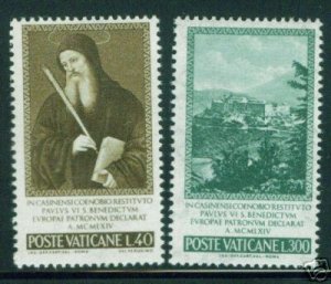 VATICAN Scott 414-415 MNH** Saint Benedict Set 1965