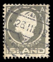 Iceland #89 Cat$25, 1911 6a gray, used