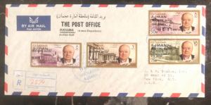 1966 Post Office Manama Ajman UAE Airmail Commercial Cover to New York USA