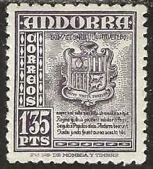 Spanish Andorra 47, mint, hinge remnant. 1948.  (A967e)