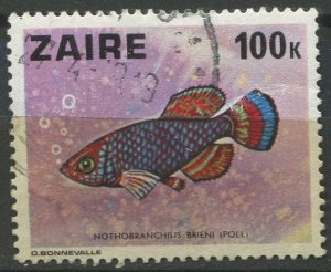 Zaire Sc#870 Used, 100k multi, Fish (1978) (1978)