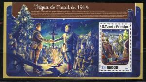 SAO TOME 2016 WORLD WAR I CHRISTMAS TRUCE OF 1914 SOUVENIR SHEET MINT NH