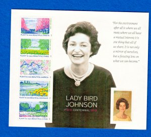 4716  Lady Bird Johnson  Sheet  45¢ Face $2.70 MNH  2012