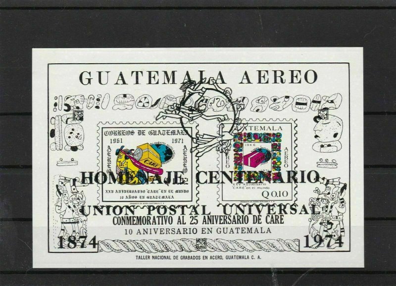 guatemala 1974 u.p.u souvenir stamps sheet ref 10545