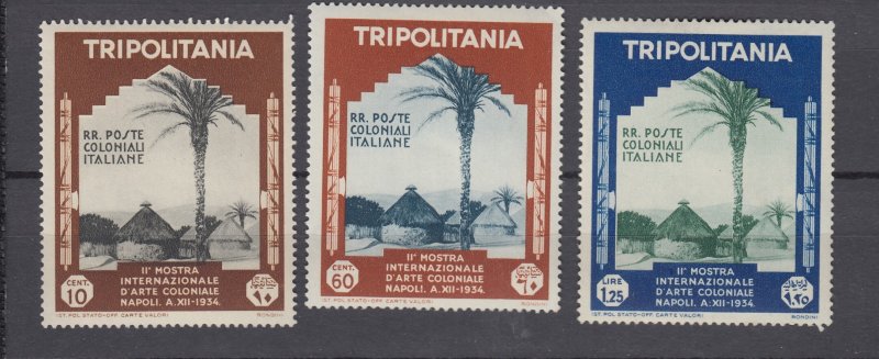 J27915 1934 italy tripolitania part of set mh, #74,77-8 native village