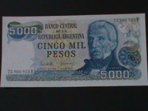 ​ARGENTINA-1977 CENTRAL BANK-BLUE OLIVE $5000 PESOS UN-CIRCULATED-VERY FINE