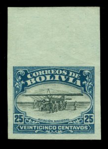 BOLIVIA 1924 Airmail - Aviation School  25c dark blue  Sc# C3var   IMPERFORATED