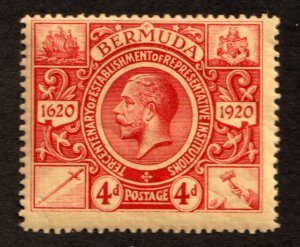 1920 Bermuda Sc #77 - Four Pence, Tercentennial of Institution - MH stamp Cv$20